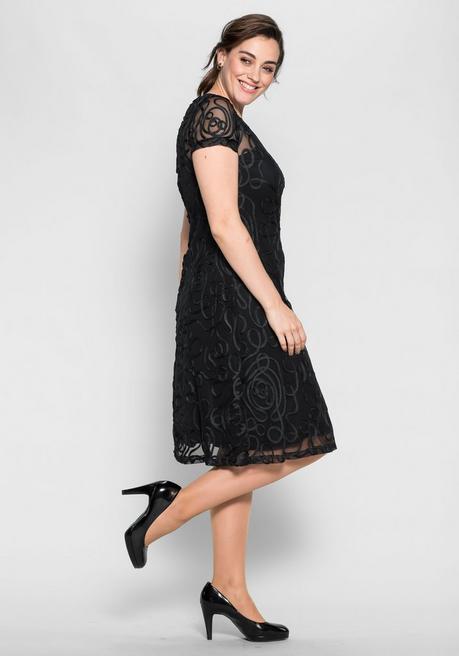 Sheego Cocktailkleid Mit Zierborten - Schwarz Sheego