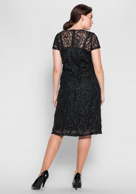 Sheego Cocktailkleid Mit Zierborten - Schwarz Sheego
