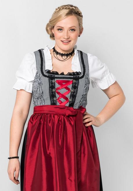 Sheego Dirndlbluse Im Materialmix - Weiß Sheego