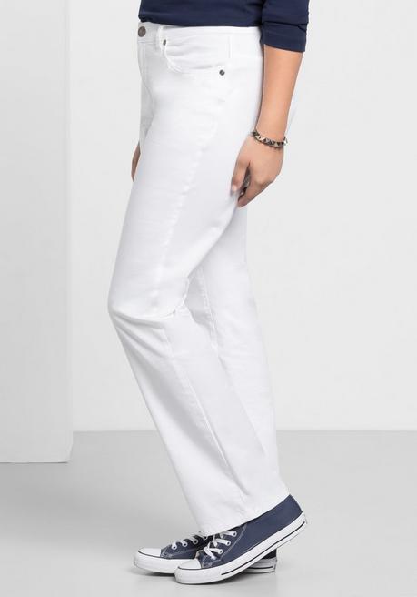 Sheego Gerade Hose Aus Baumwoll-Twill - Weiß Sheego