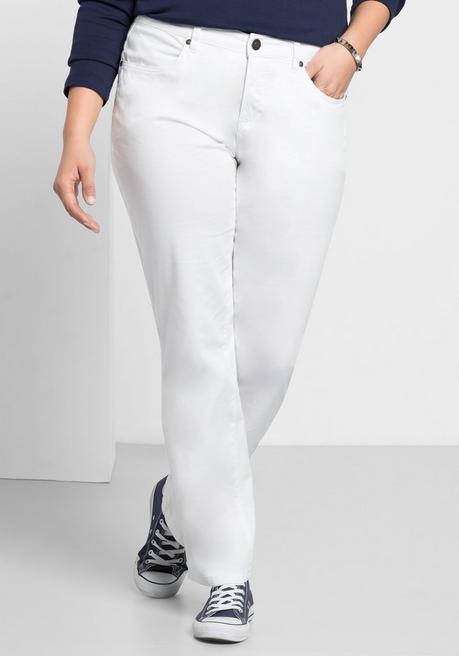 sheego Gerade Hose aus Baumwoll-Twill - weiß sheego