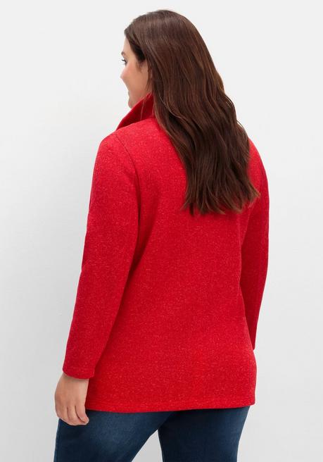 Sheego Jacke Aus Meliertem Strickfleece - Rot Sheego