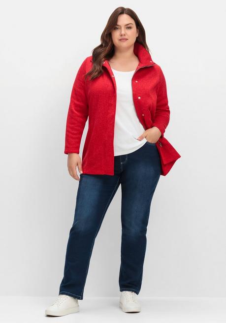 Sheego Jacke Aus Meliertem Strickfleece - Rot Sheego