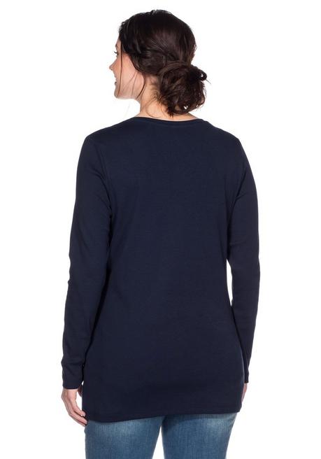 Sheego Langarmshirt Mit Knopfleiste - Marine Sheego