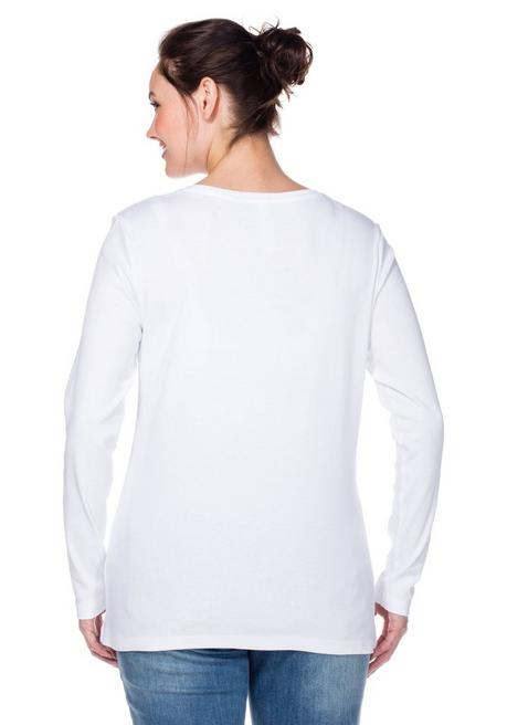 Sheego Langarmshirt Mit Knopfleiste - Weiß Sheego