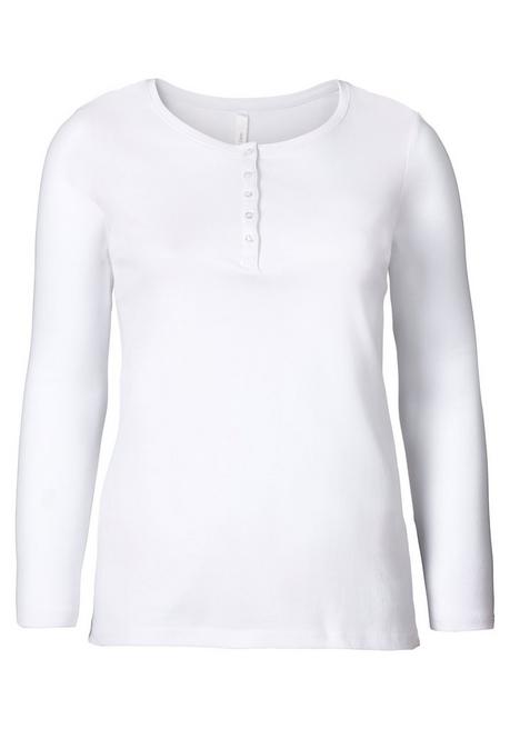 Sheego Langarmshirt Mit Knopfleiste - Weiß Sheego