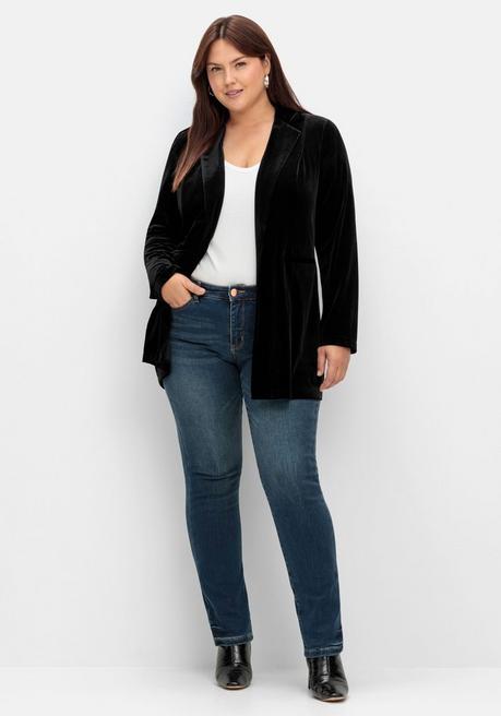 Sheego Samtblazer In Offener Form - Schwarz Sheego