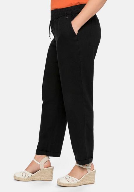 Sheego Schlupfhose Im Leinen-Mix. - Schwarz Sheego