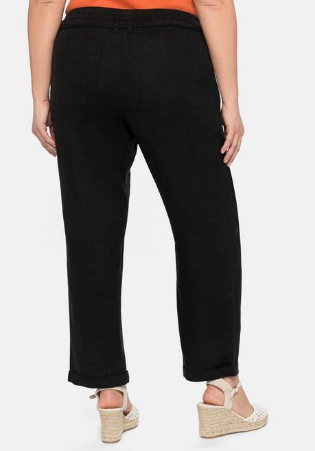 Sheego Schlupfhose Im Leinen-Mix. - Schwarz Sheego