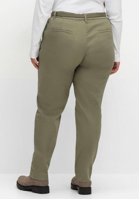 Sheego Schmale Chinohose Mit Gürtel - Khaki Sheego