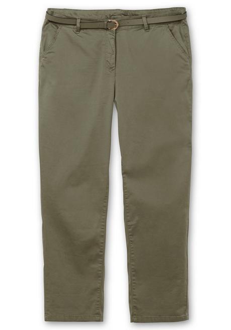 Sheego Schmale Chinohose Mit Gürtel - Khaki Sheego