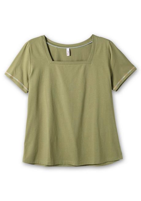 Sheego Shirt Mit Karreeausschnitt - Hellkhaki Sheego