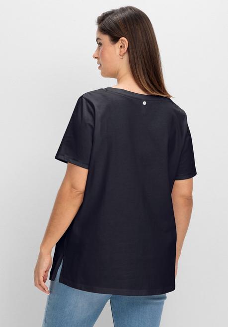 Sheego Shirt Mit Karreeausschnitt - Tiefblau Sheego