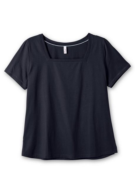 Sheego Shirt Mit Karreeausschnitt - Tiefblau Sheego