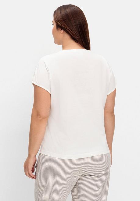 Sheego Shirt Mit Lochstickerei - Ecru Sheego