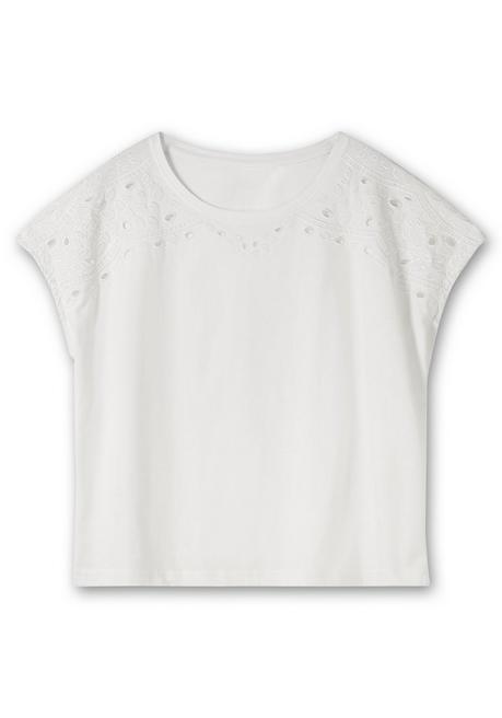 Sheego Shirt Mit Lochstickerei - Ecru Sheego