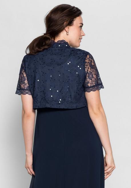 Sheego Spitzenbolero Mit Pailletten - Blau Sheego