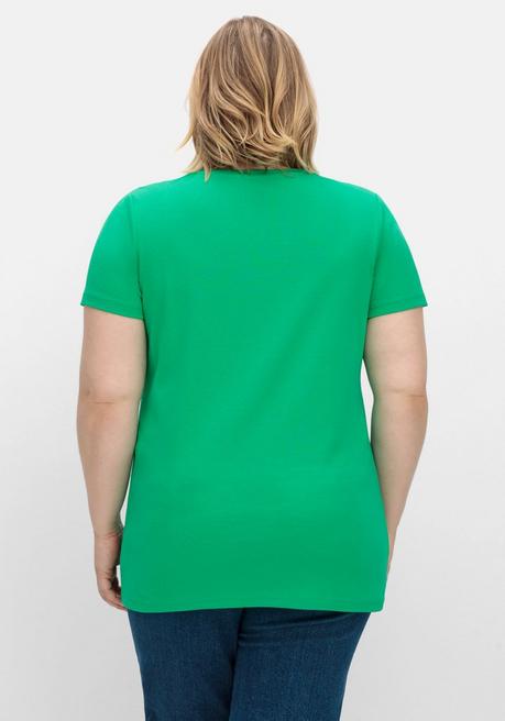 Sheego T-Shirt Mit V-Ausschnitt - Blattgrün Sheego
