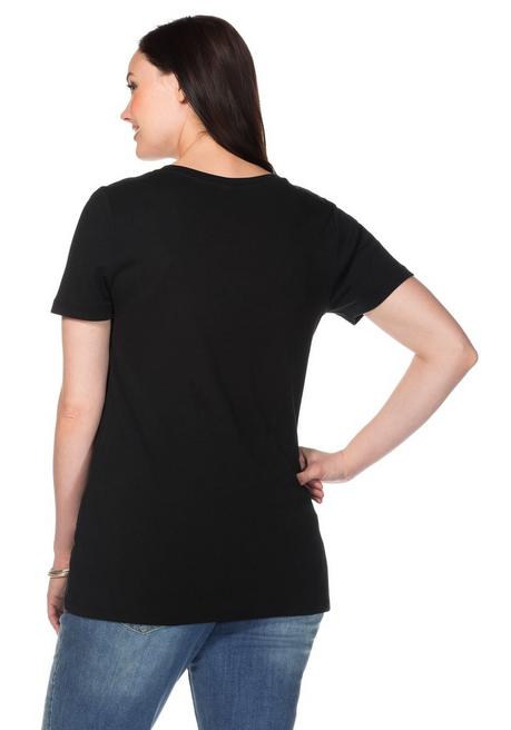 Sheego T-Shirt Mit V-Ausschnitt - Schwarz Sheego