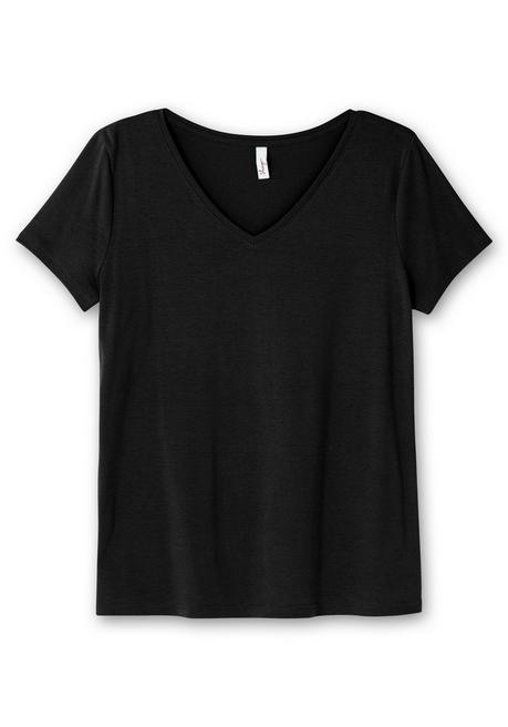 Sheego T-Shirt Mit V-Ausschnitt - Schwarz Sheego