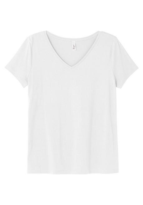Sheego T-Shirt Mit V-Ausschnitt - Weiß Sheego