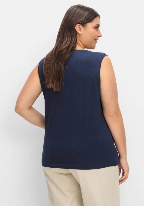 Sheego Top Mit Kurzer Knopfleiste - Marine Sheego