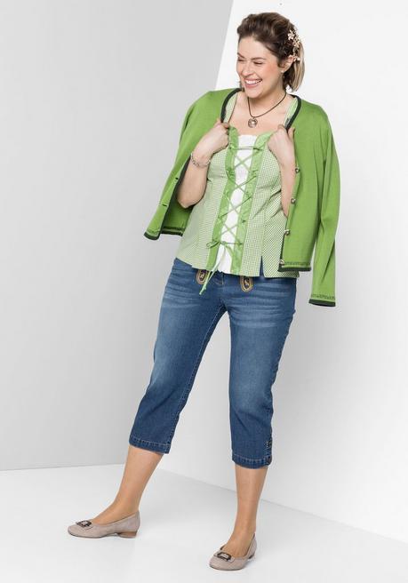 Sheego Trachtenbluse Im Corsagen-Look - Grün Sheego