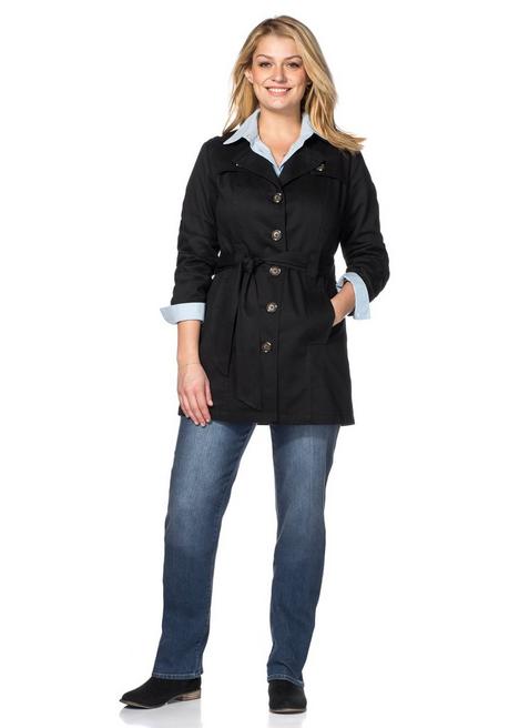 Sheego Trenchcoat In Kurzform - Schwarz Sheego