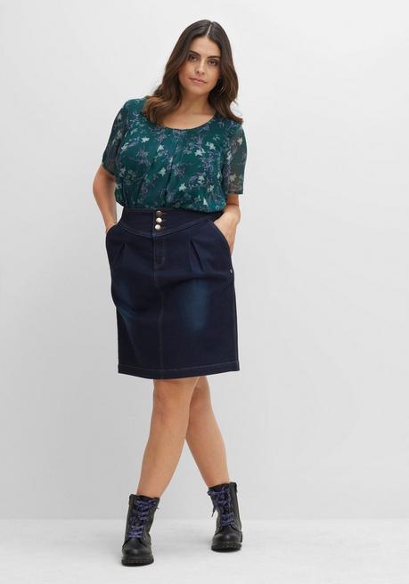 Sheego Shirt Aus Chiffon Mit Alloverdruck Und Falten Von - Tiefgrün Bedruckt Sheego