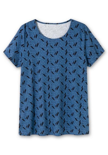 Sheego Shirt Aus Jersey, Mit Alloverdruck - Blau Gemustert Sheego