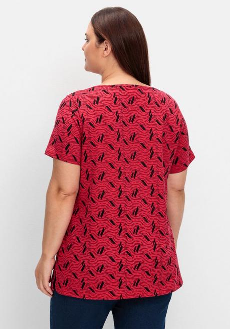 Sheego Shirt Aus Jersey, Mit Alloverdruck - Rot Gemustert Sheego