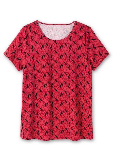 Sheego Shirt Aus Jersey, Mit Alloverdruck - Rot Gemustert Sheego