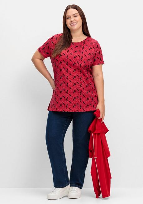 Sheego Shirt Aus Jersey, Mit Alloverdruck - Rot Gemustert Sheego