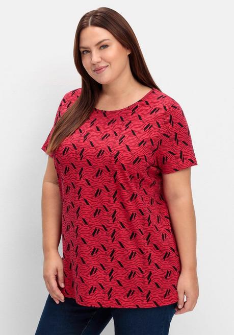 sheego Shirt aus Jersey, mit Alloverdruck - rot gemustert sheego