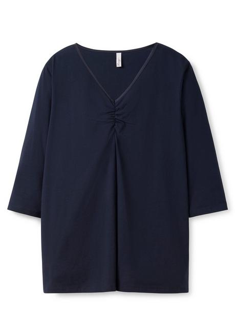 Sheego Shirt Aus Jersey, Mit V-Ausschnitt Und Kellerfalte - Nachtblau Sheego
