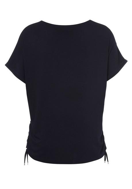 VIA APPIA DUE Shirt Im Colourblocking, Hinten Unifarben - Blau Bedruckt Sheego