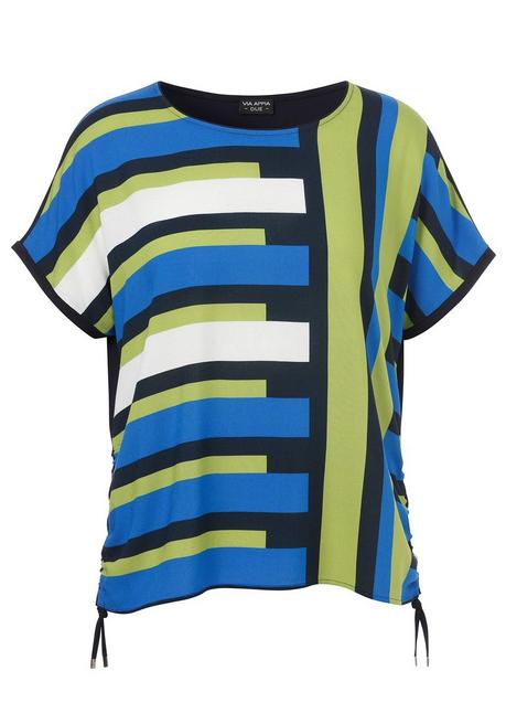VIA APPIA DUE Shirt im Colourblocking, hinten unifarben - blau bedruckt sheego