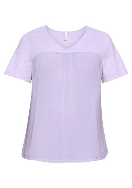 Sheego Shirt Im Materialmix, In A-Linie - Lavendel Sheego