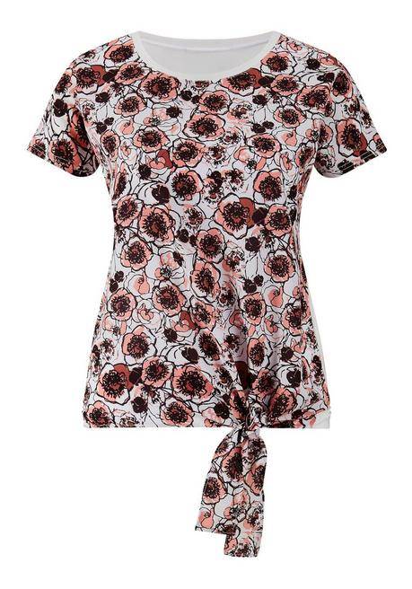 WITT Shirt Im Materialmix, Mit Bindeband - Offwhite Gemustert Sheego