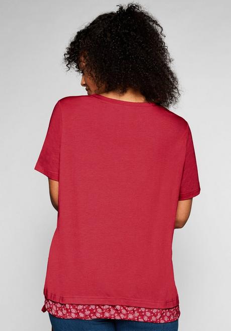 Sheego Shirt In 2-in-1-Optik Mit Print Und Tunnelzug - Mohnrot Sheego