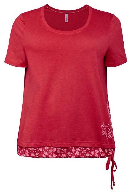Sheego Shirt In 2-in-1-Optik Mit Print Und Tunnelzug - Mohnrot Sheego