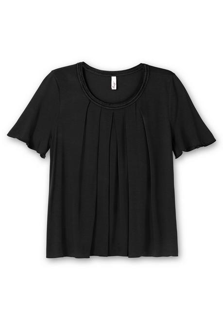 Sheego Shirt In A-Linie Mit Dekorativer Blende, Aus Viskose-Jersey - Schwarz Sheego