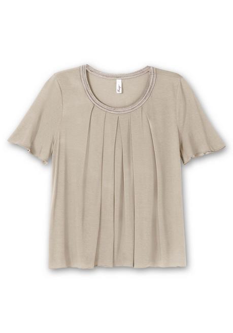 Sheego Shirt In A-Linie Mit Dekorativer Blende, Aus Viskose-Jersey - Beigefarben Sheego