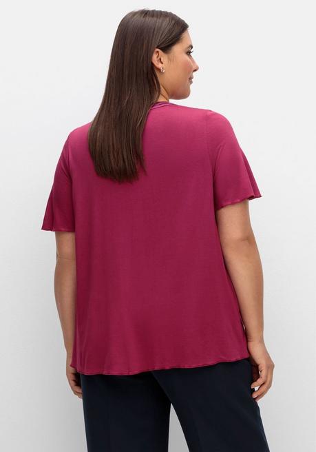 Sheego Shirt In A-Linie Mit Dekorativer Blende, Aus Viskose-Jersey - Beere Sheego