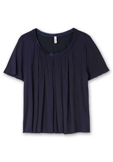 Sheego Shirt In A-Linie Mit Dekorativer Blende, Aus Viskose-Jersey - Tiefblau Sheego