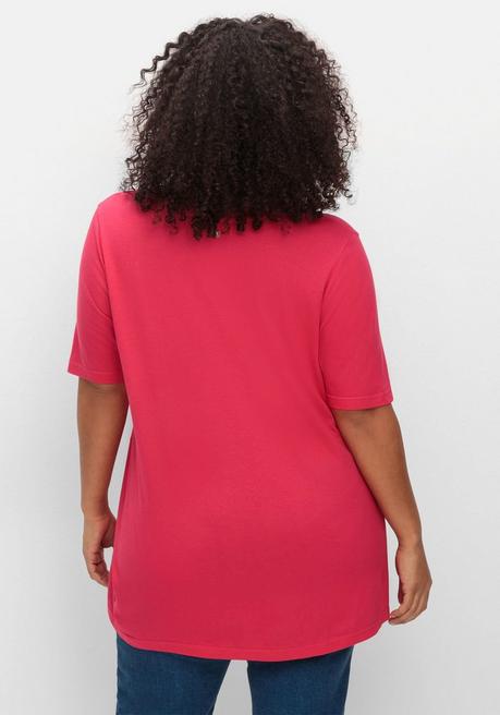 Sheego Shirt In A-Linie, Mit Kellerfalten Am Ausschnitt - Magenta Sheego