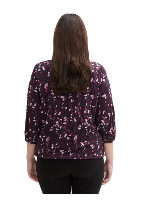 TOM TAILOR Plus Shirt In Crinkle-Optik, Mit Gummizugsaum - Beere Gemustert Sheego