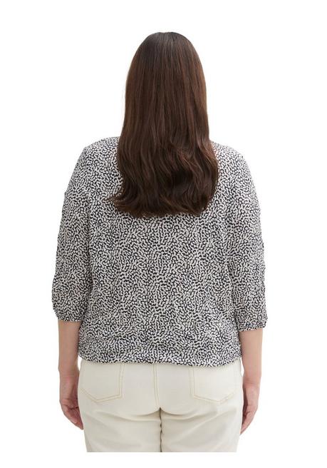 TOM TAILOR Plus Shirt In Crinkle-Optik, Mit Gummizugsaum - Marine Gemustert Sheego