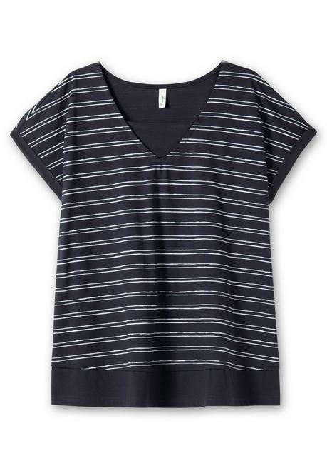 Sheego Shirt In Layeroptik, Mit Dezenten Streifen - Marine-weiß Sheego