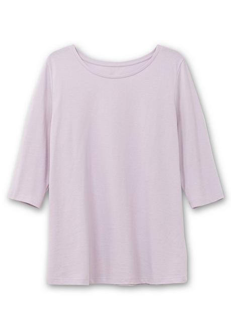 Sheego Shirt In Piqué-Qualität Mit 3/4-Ärmeln - Flieder Sheego